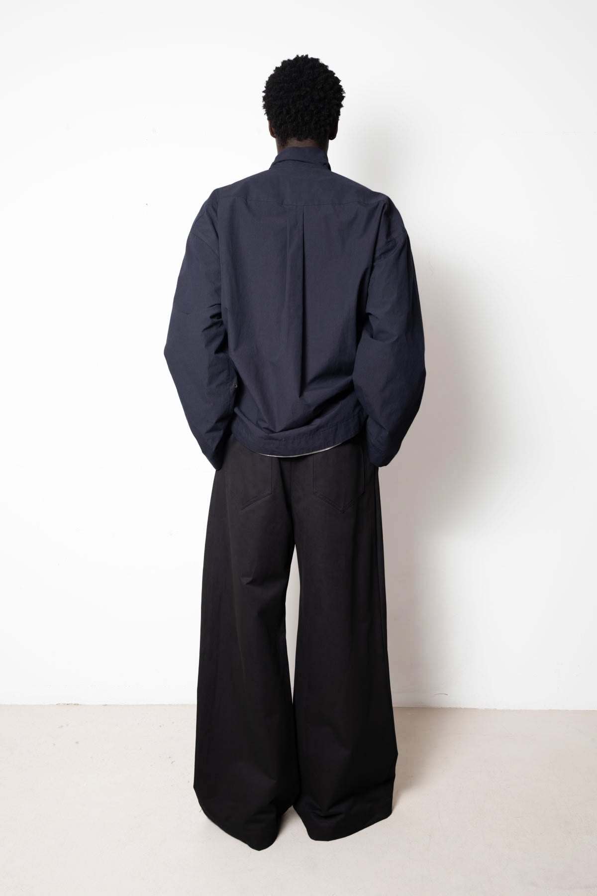 Tuxedo Shirt in Navy Cotton Poplin