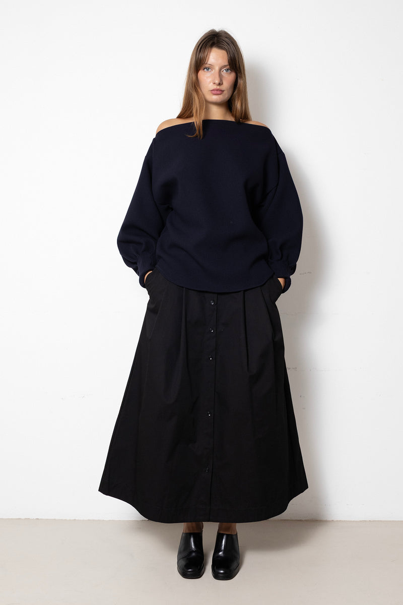 Archetype Indulging Top in Navy Wool Crepe