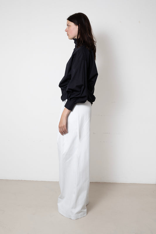 Billowing Trousers in Stone Grey Denim