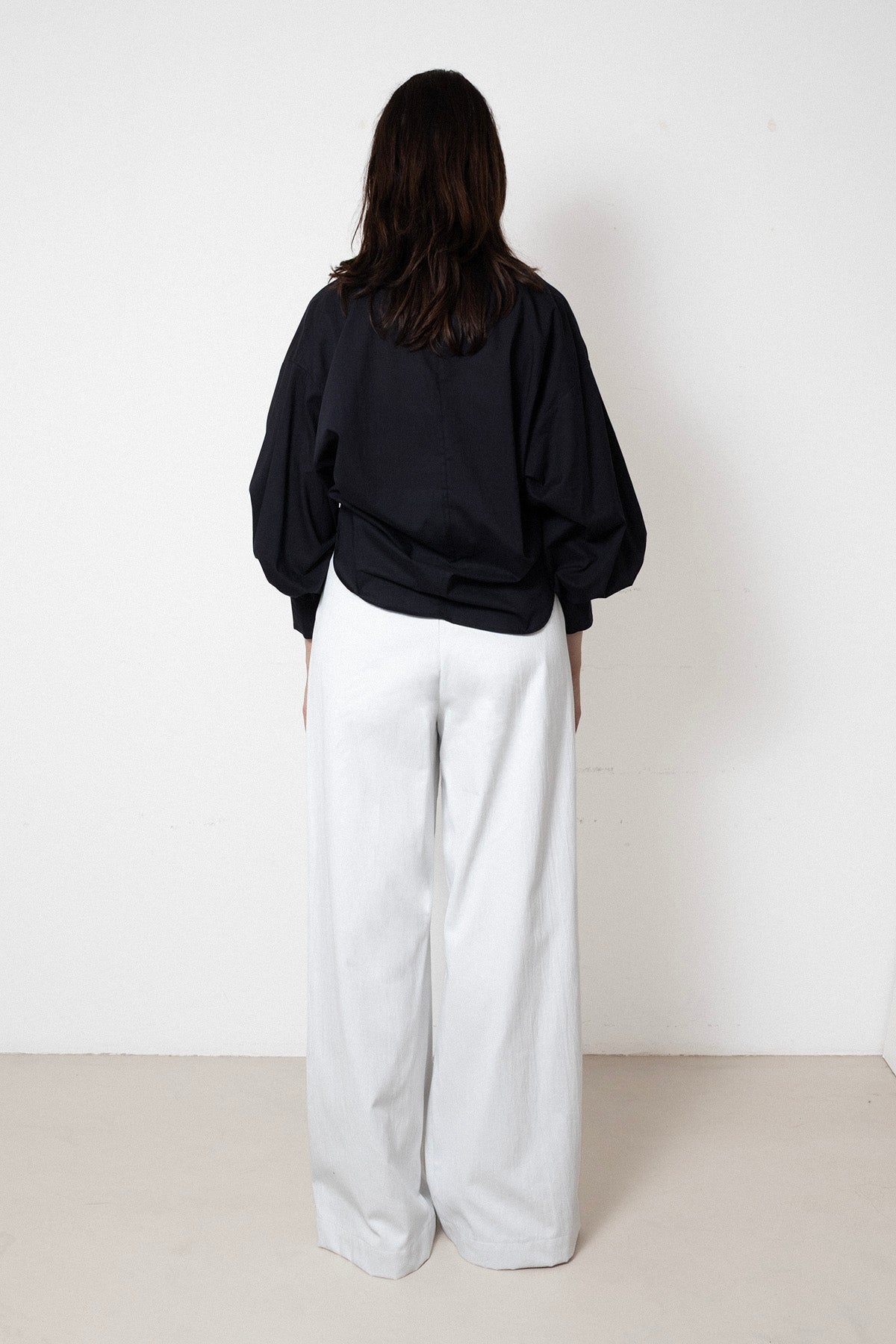 ARCHETYPE Billowing Trousers in Stone Grey Denim