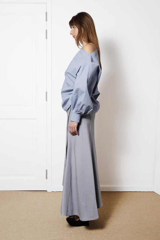 Indulging Top in Blue Vichy Cotton Poplin
