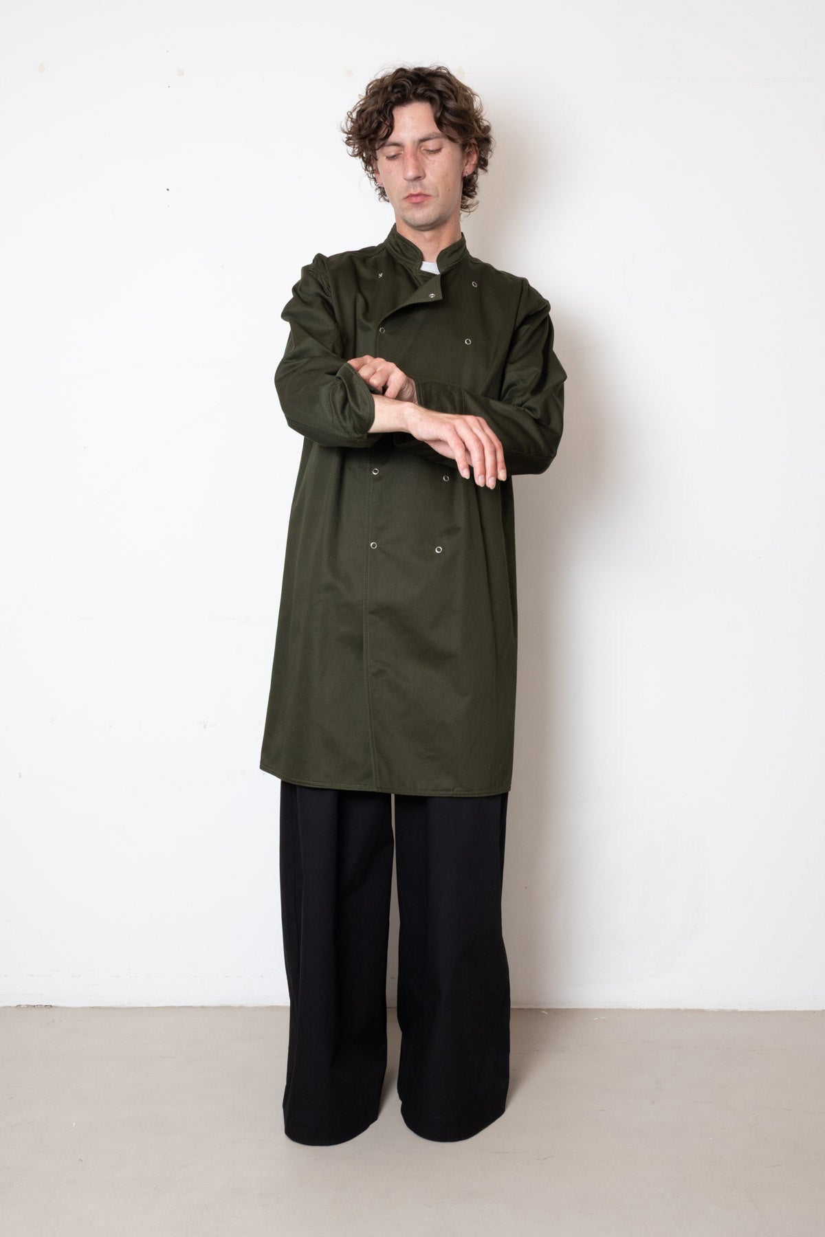 Kitchen Jacket in Green Twill (long)