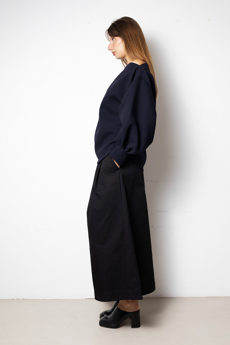 Archetype Indulging Top in Navy Wool Crepe