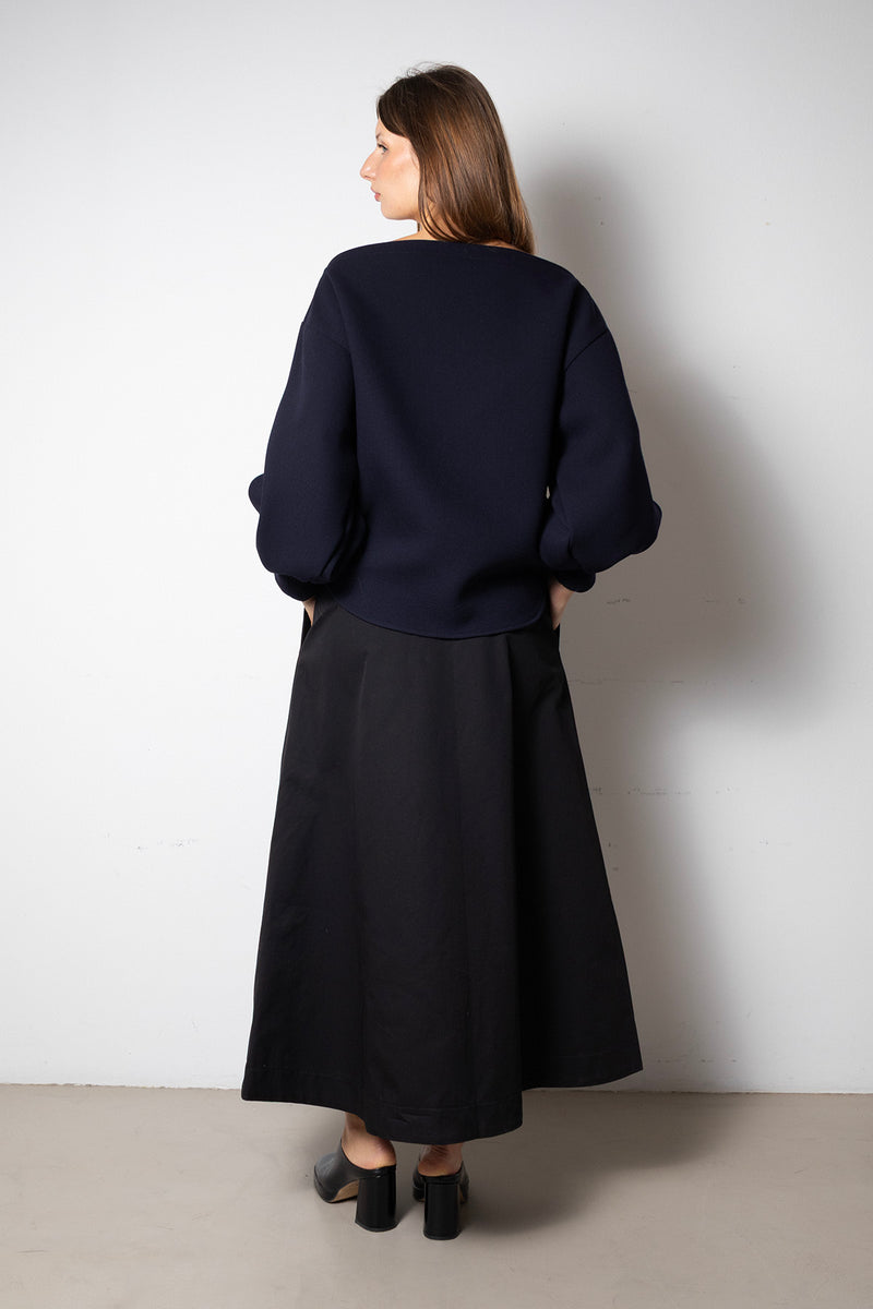Archetype Indulging Top in Navy Wool Crepe