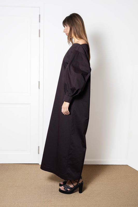 Indulging Dress in Plum Cotton Twill