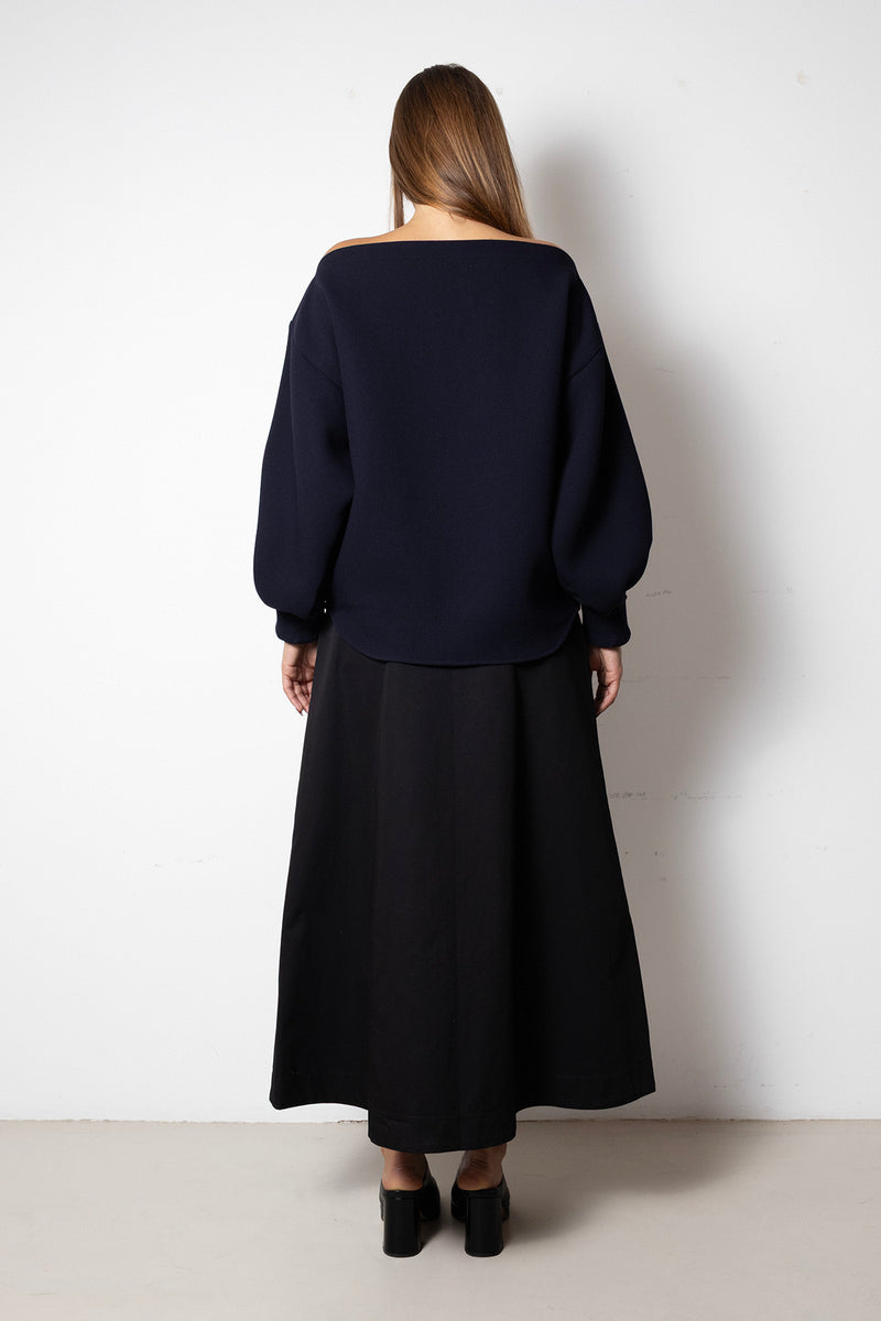 Archetype Indulging Top in Navy Wool Crepe