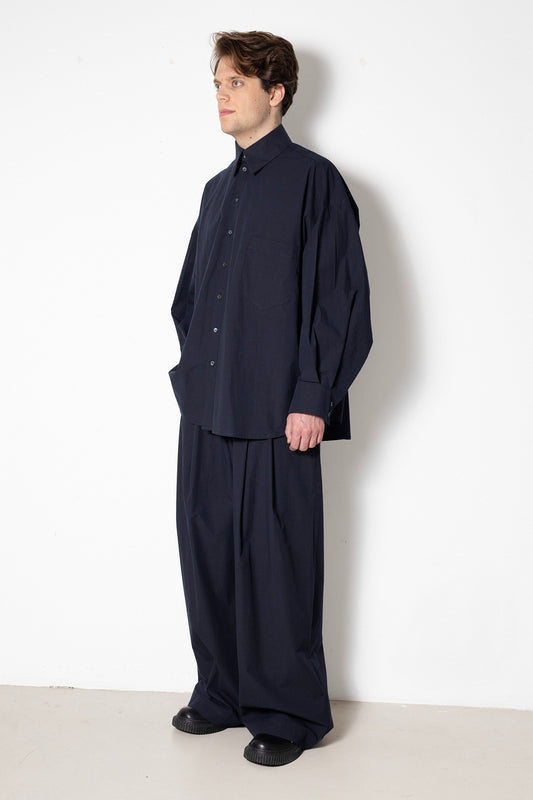 Shirt in Navy Cotton Poplin