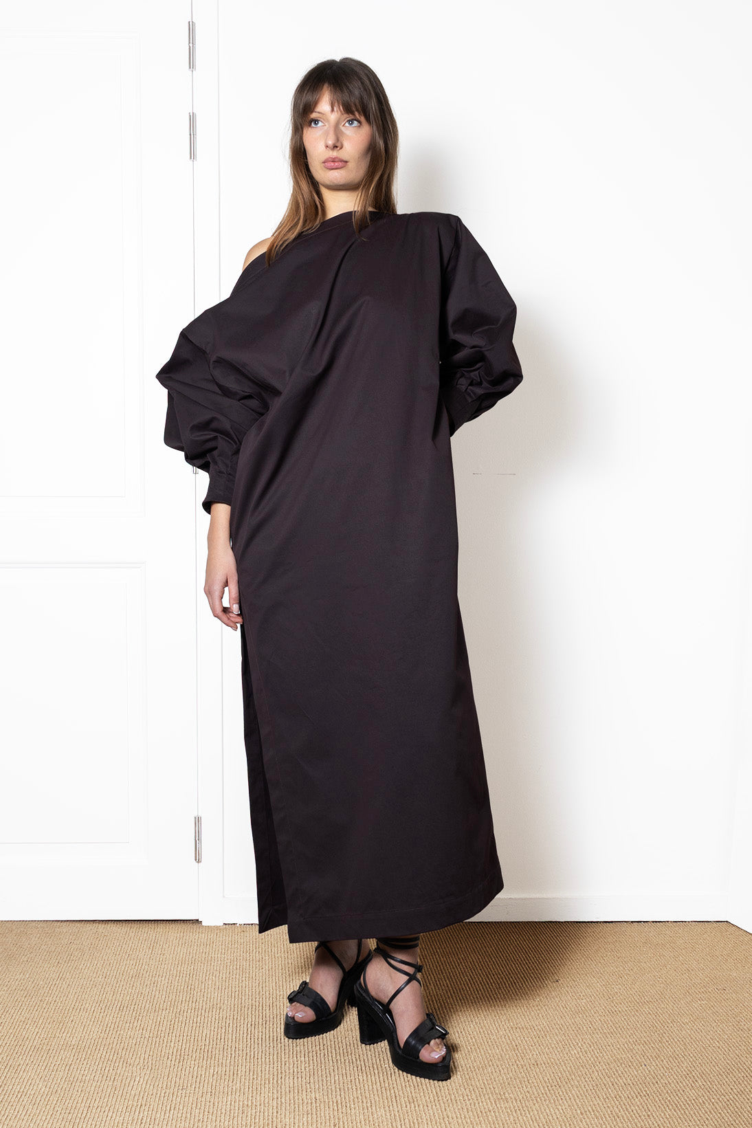 Indulging Dress in Plum Cotton Twill