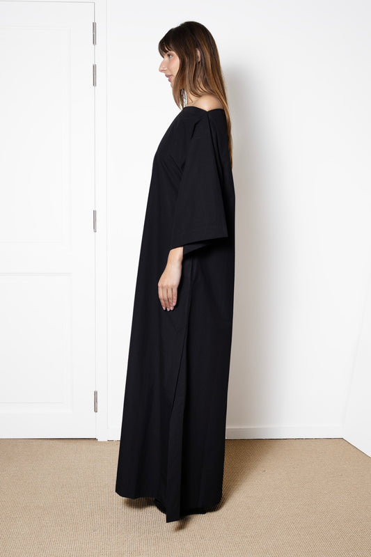 Tee Shirt Dress in Black Cotton Poplin