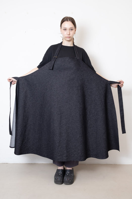 Full-Length Apron in Black Denim
