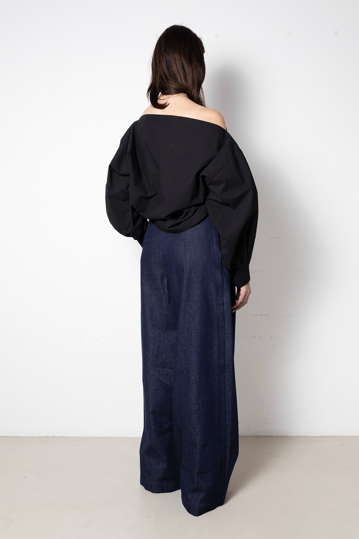Billowing Trousers in Blue Denim