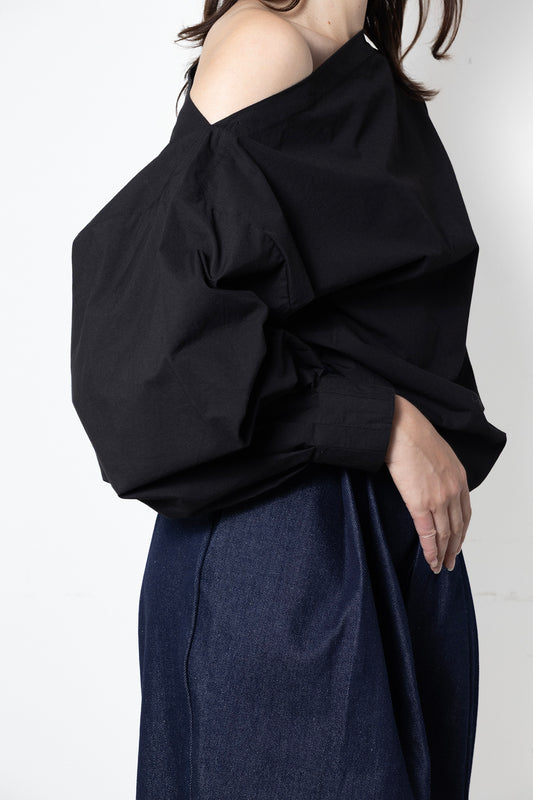 Indulging Top in Black Cotton Poplin