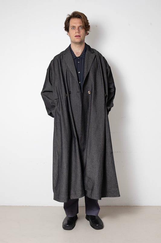 Folded Coat in Black Denim