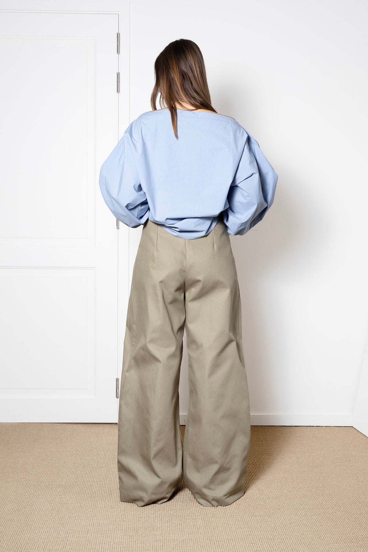 Indulging Top in Light Blue Cotton Poplin