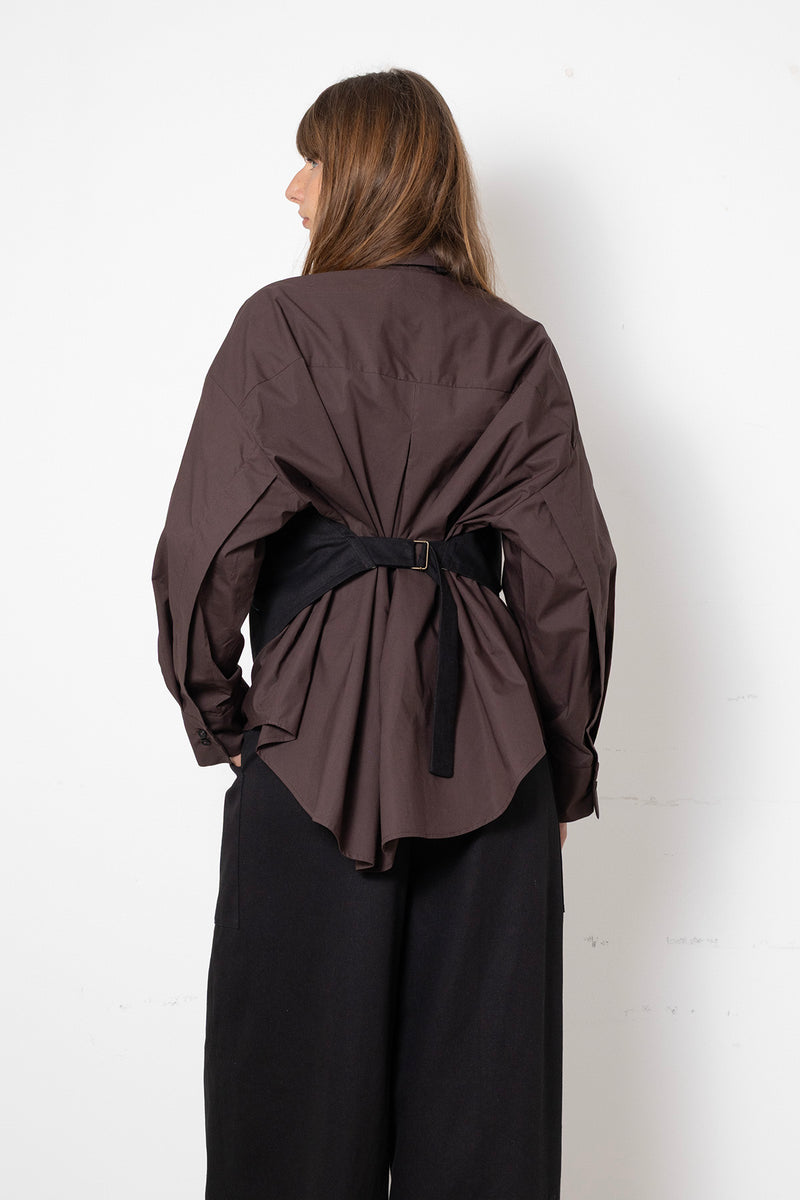 ARCHETYPE Top in Anthracite Cotton Twill