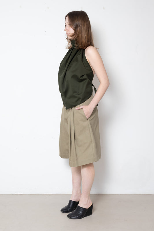 Lotus Top in Green Cotton Twill
