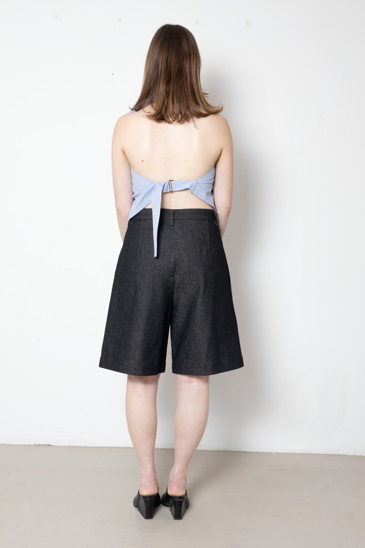 Lotus Top in Light Blue Oxford Cotton