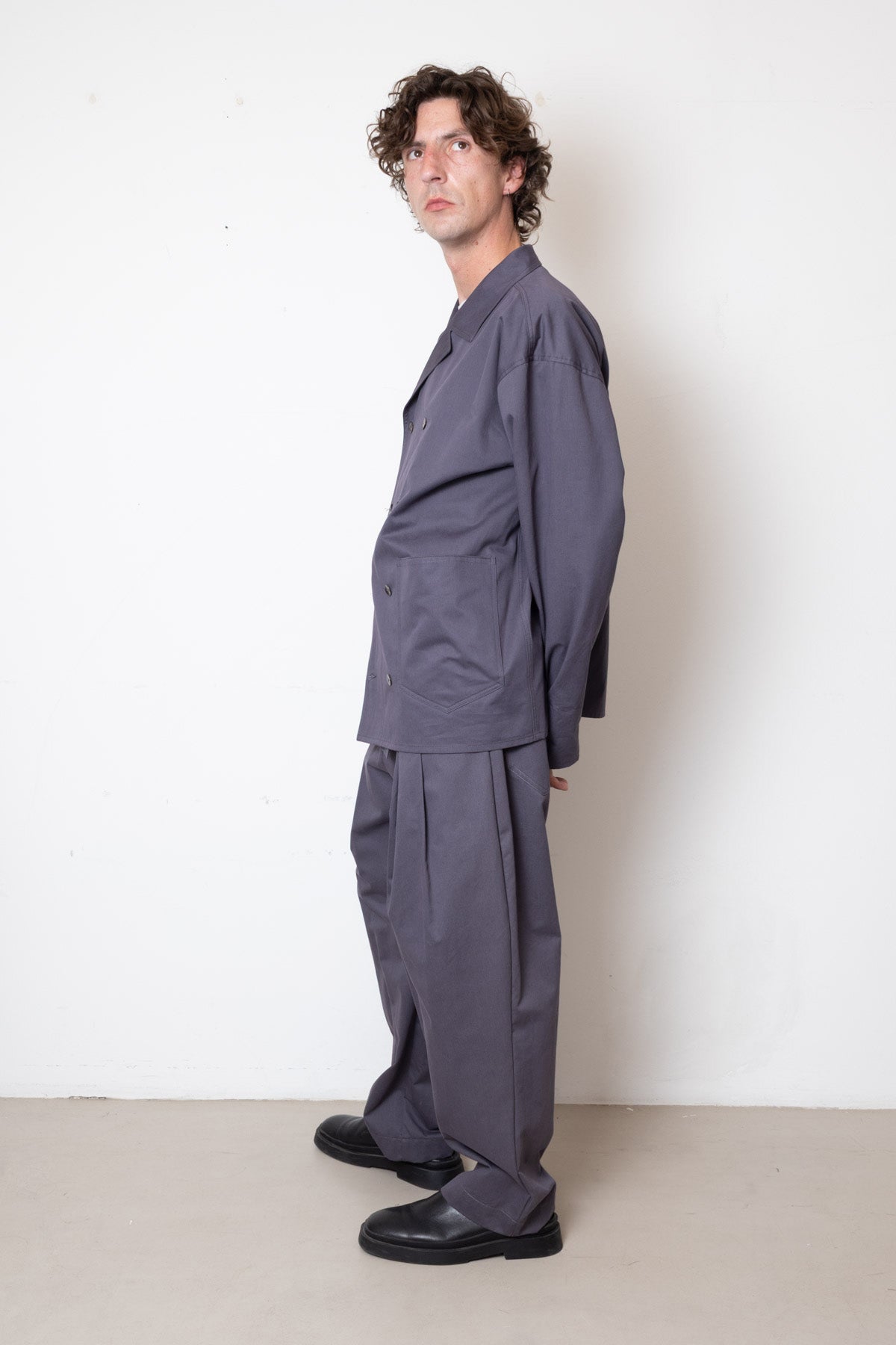 Jacket in Pigeon Grey Cotton Twill