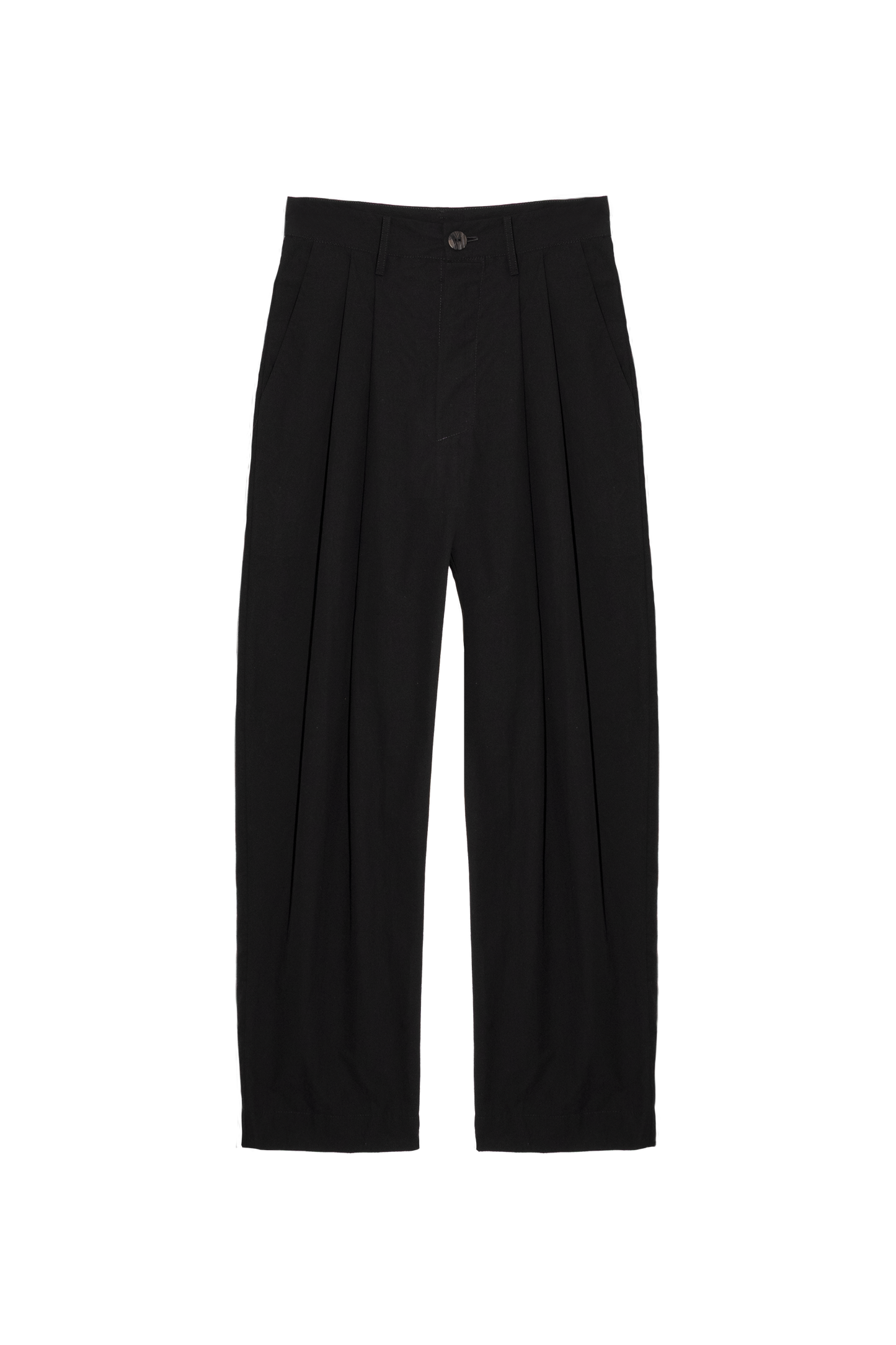 ARCHETYPE Billowing trousers in black cotton poplin (narrow)