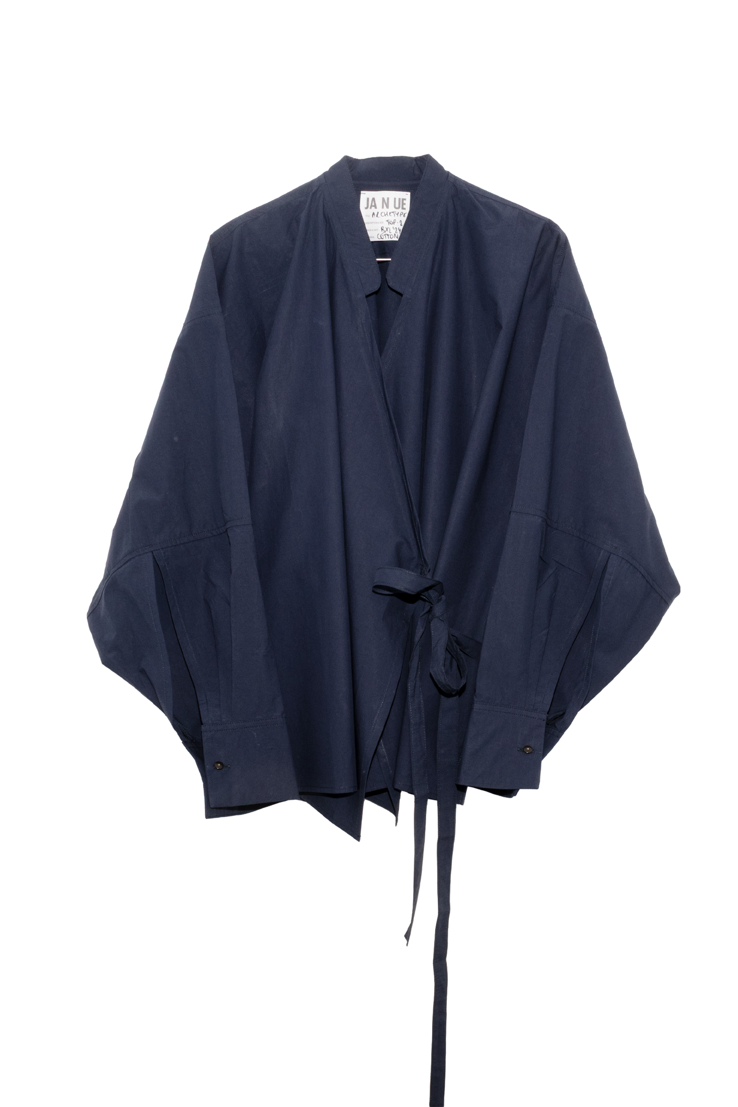 ARCHETYPE Enveloping top in navy cotton poplin