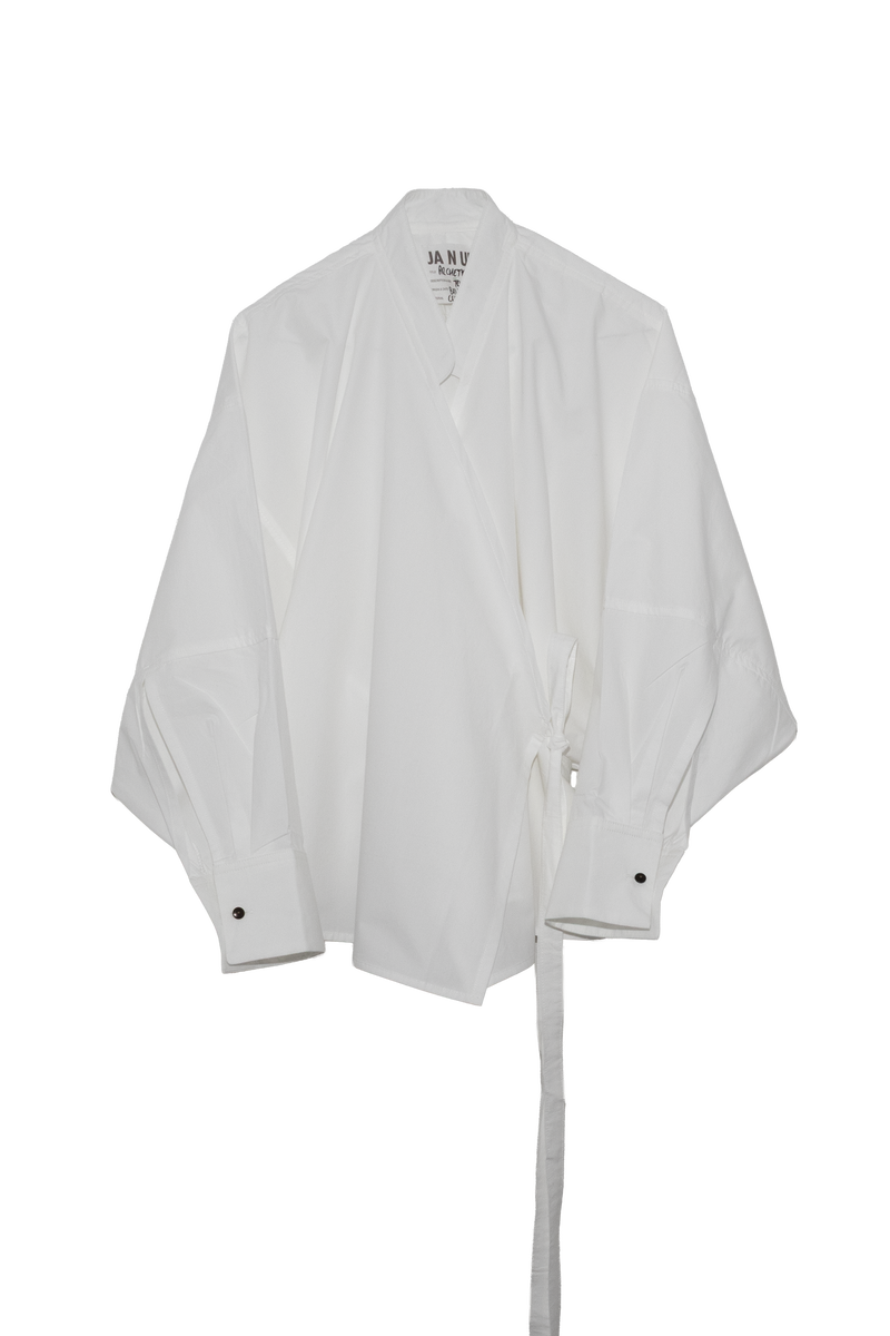 ARCHETYPE Enveloping top in white cotton poplin