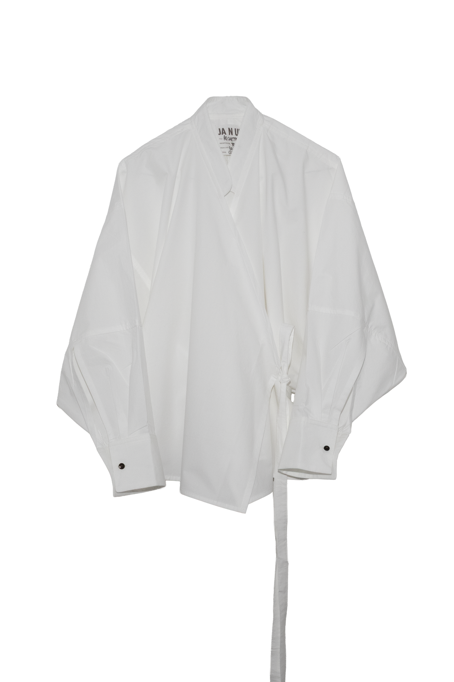 Enveloping Top in White Cotton Poplin