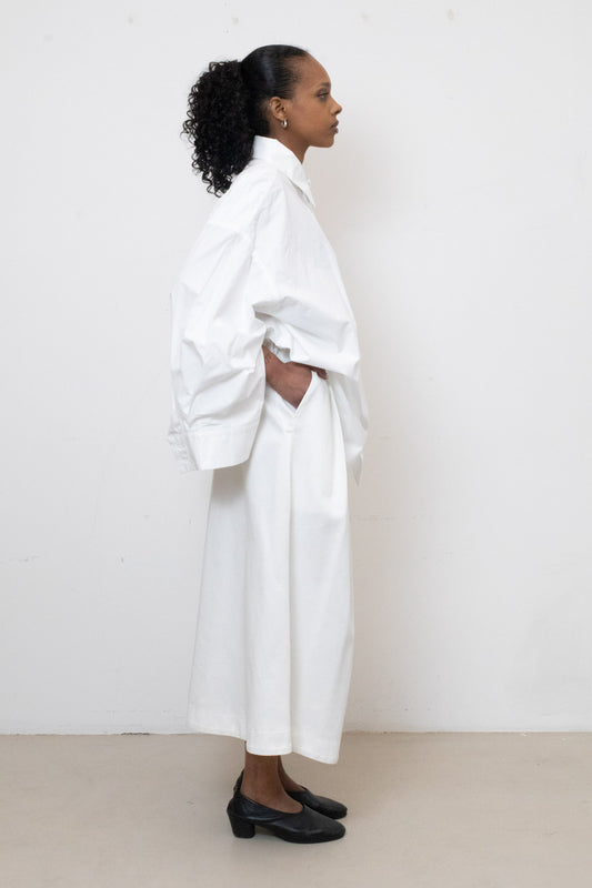 Shirt in White Cotton Poplin