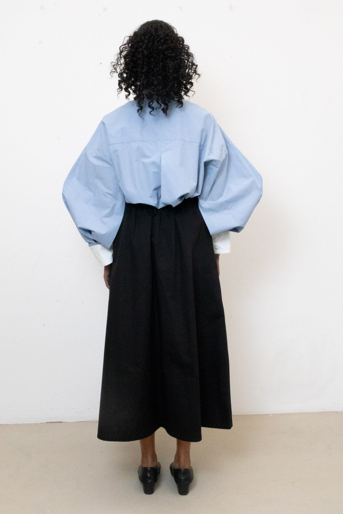 Wringing Skirt in Black Twill Cotton