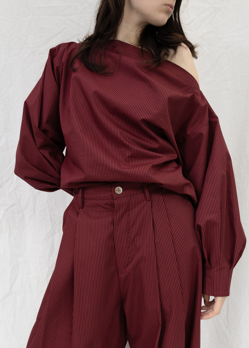 ARCHETYPE Indulging top in cherry pinstripe