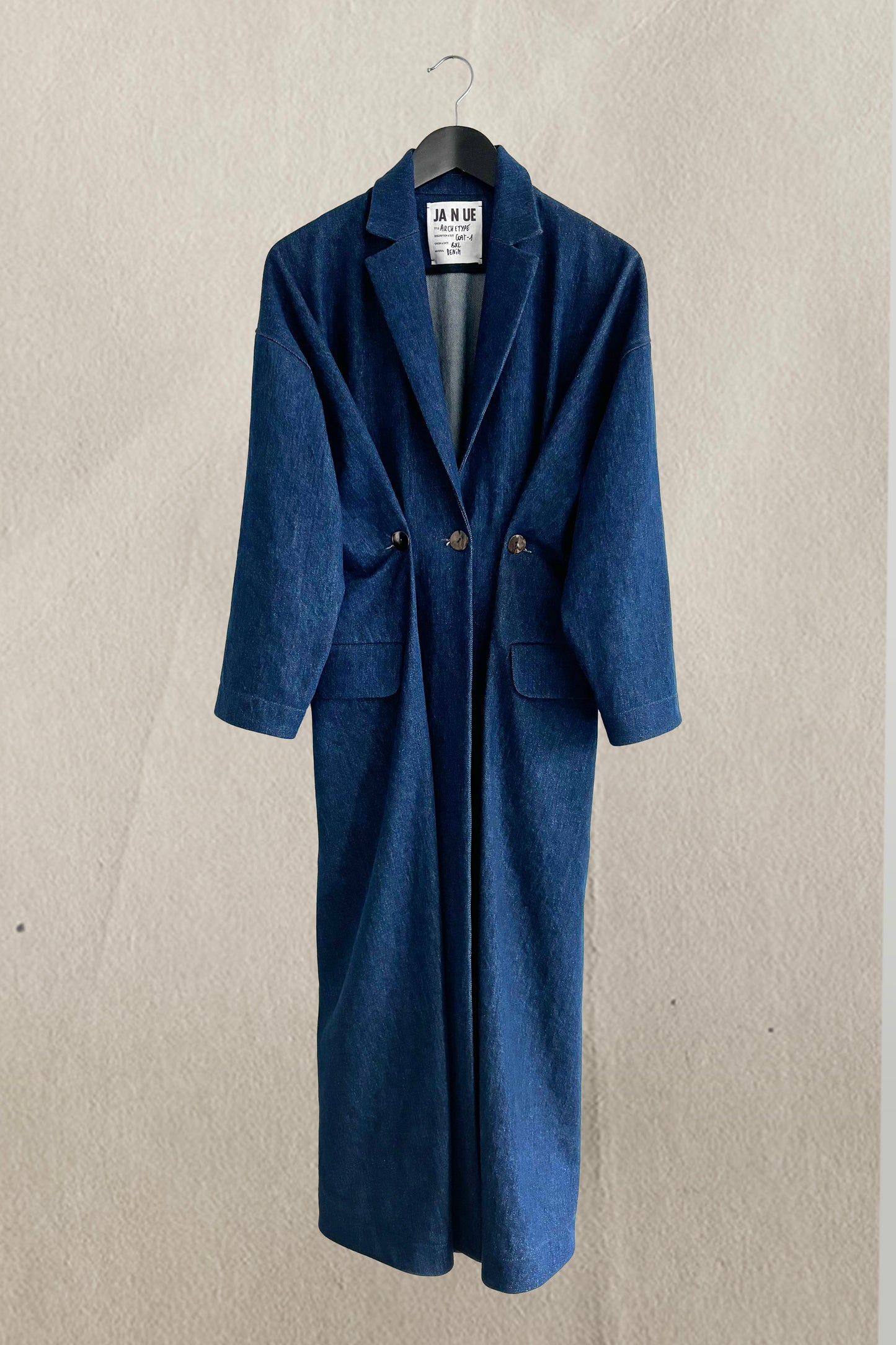ARCHETYPE Folded coat in indigo denim (shipped mid May)