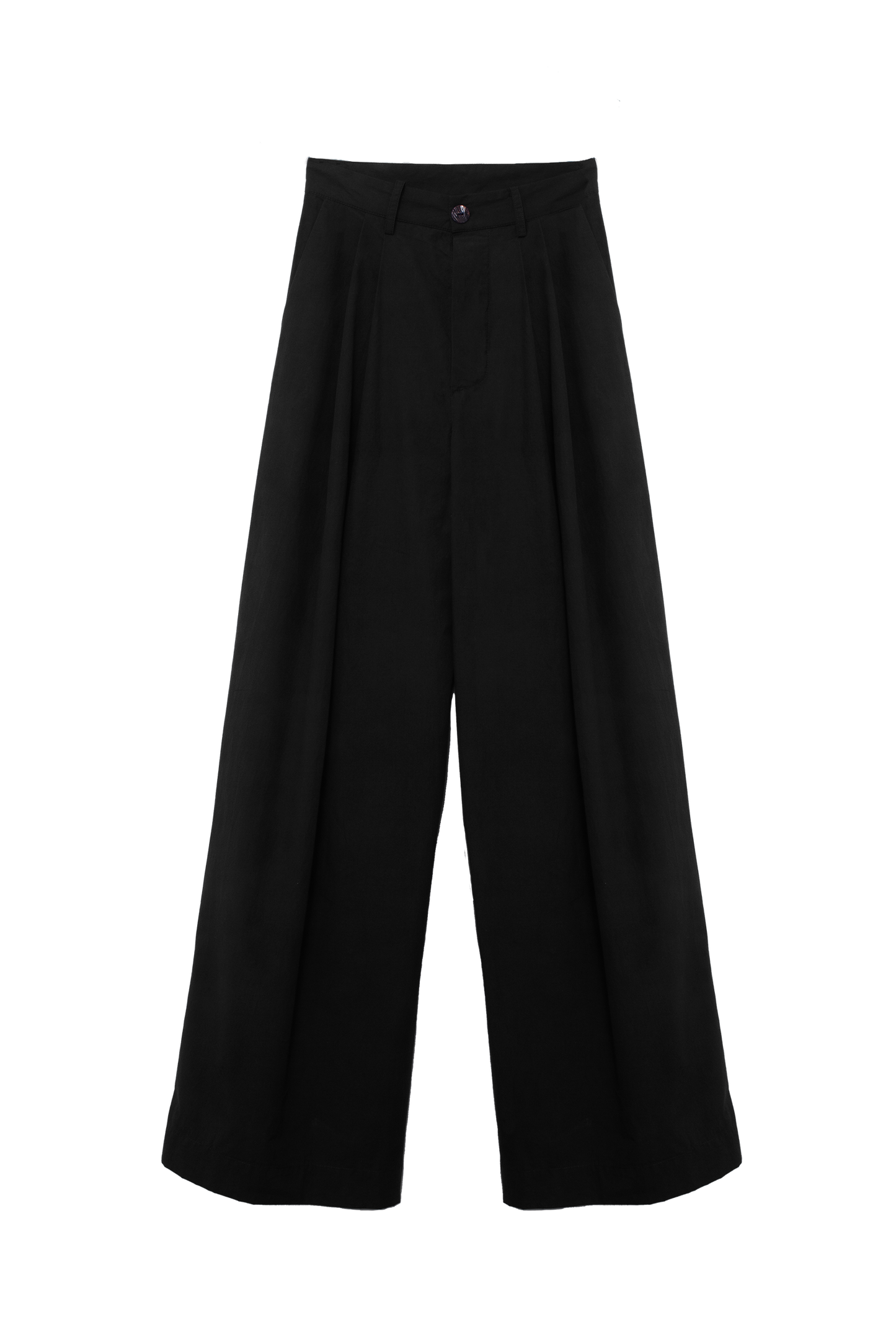 Billowing Trousers in Black Cotton Poplin