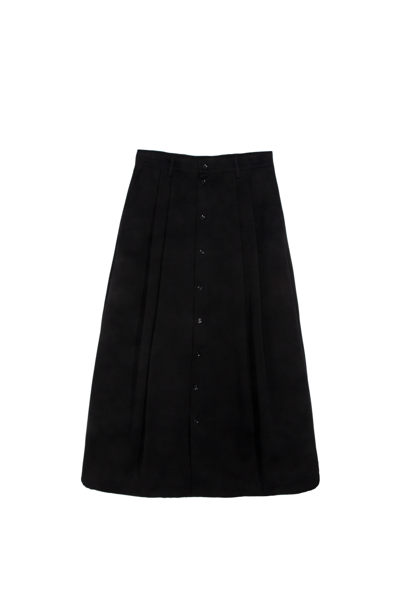 ARCHETYPE Billowing Skirt in Black Cotton Twill