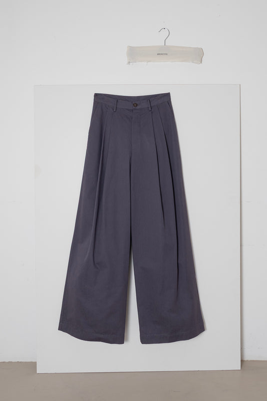 Billowing Trousers in Pigeon Grey Cotton