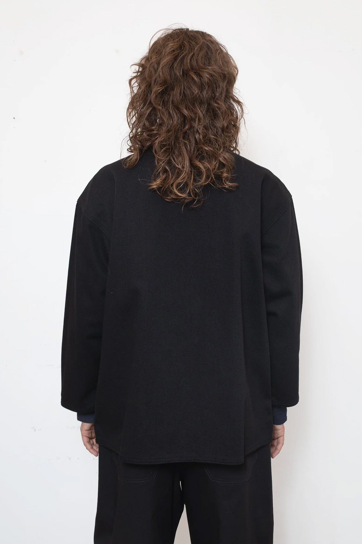 Double-Breasted Work Jacket in Black Canvas Cotton