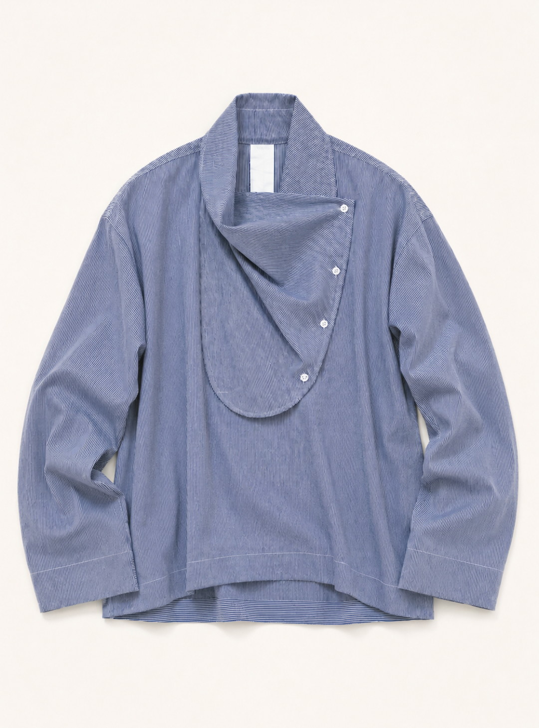 Tuxedo Shirt in Blue Pinstriped Cotton Poplin
