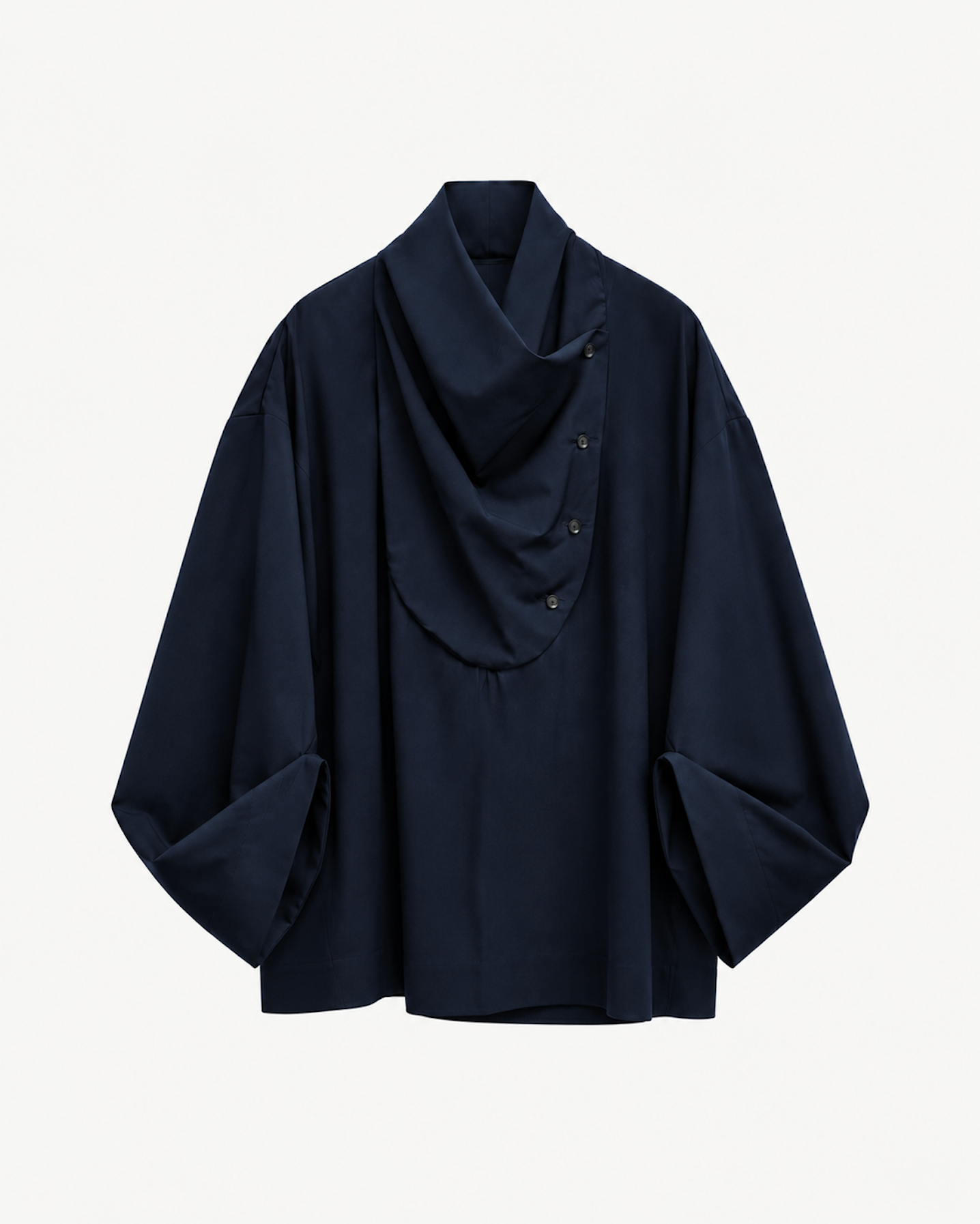 Tuxedo Shirt in Navy Cool Wool