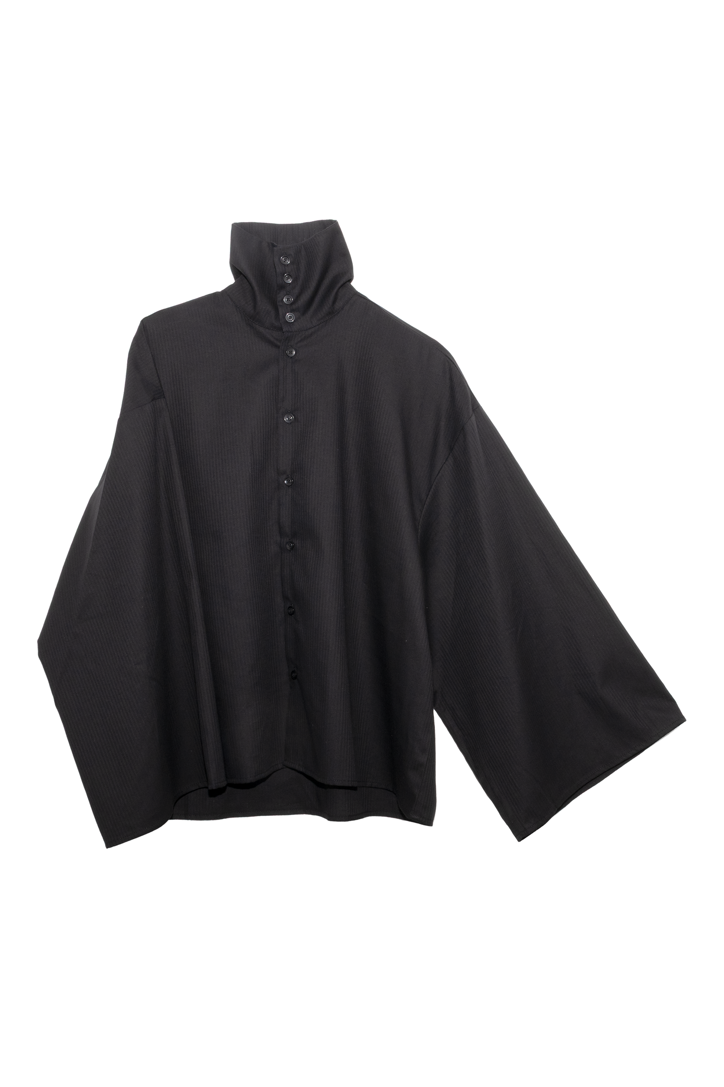 ARCHETYPE Waving shirt in black pinstriped cotton