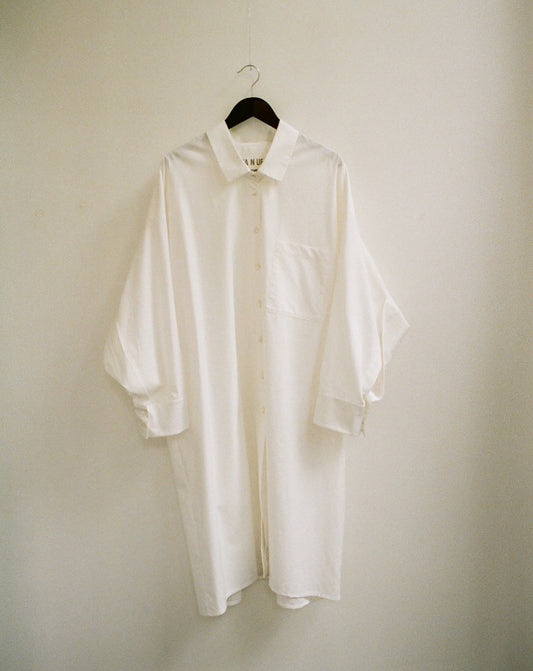 ARCHETYPE REVEALING WHITE COTTON SHIRT DRESS