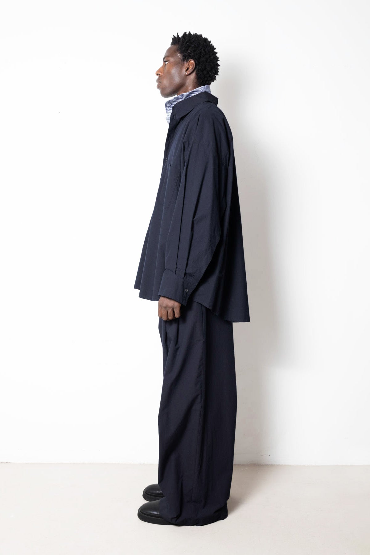 Shirt in Navy Cotton Poplin