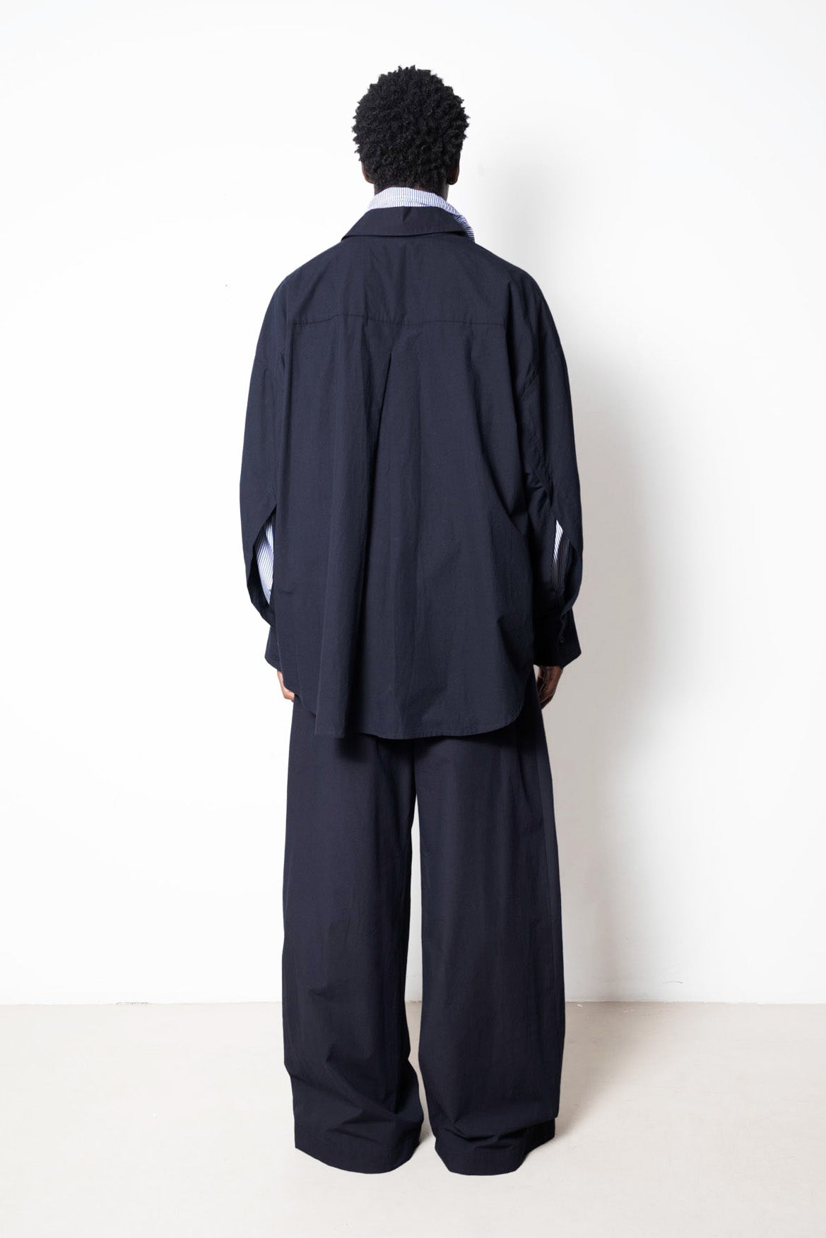 Shirt in Navy Cotton Poplin