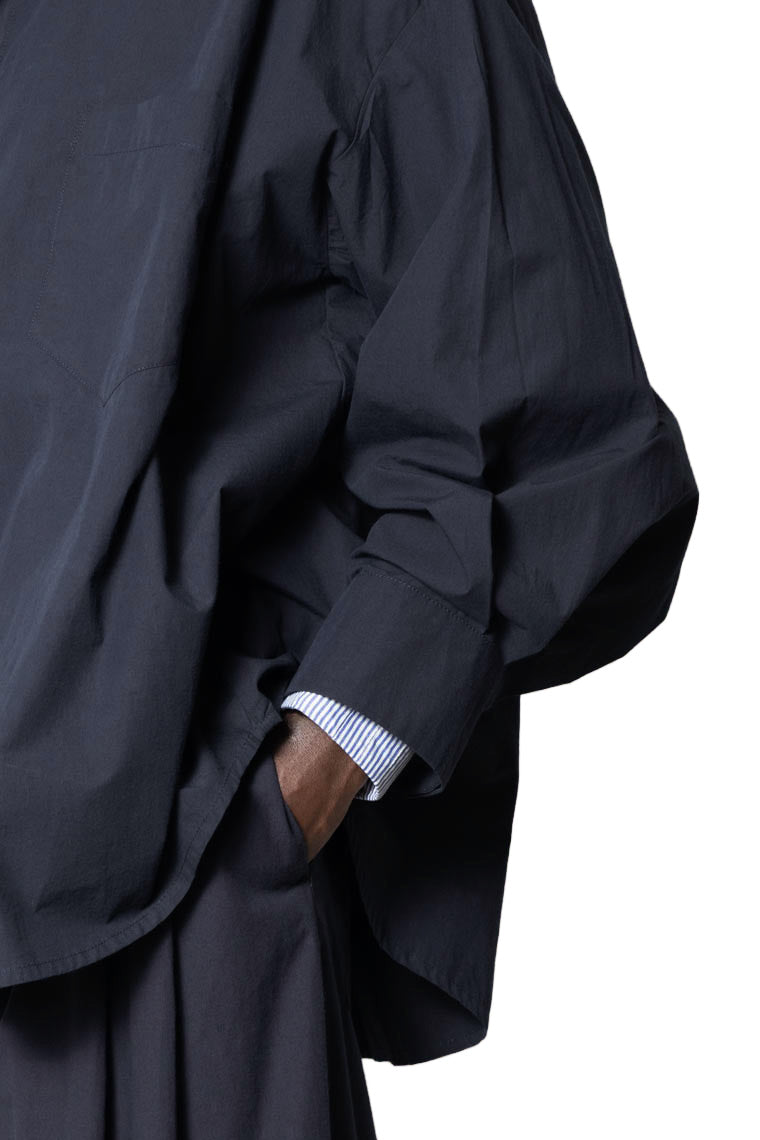 Shirt in Navy Cotton Poplin