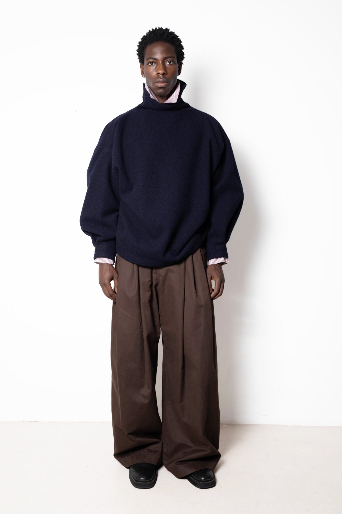 Cloud Collar Pullover in Navy Felt Wool