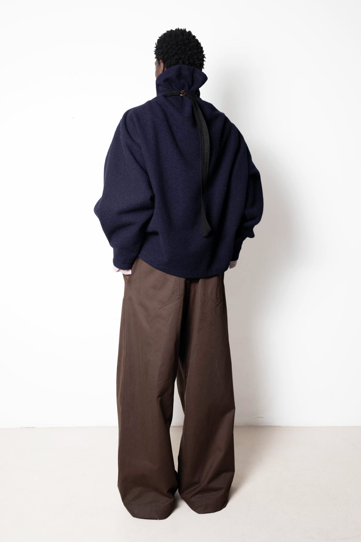 Cloud Collar Pullover in Navy Felt Wool