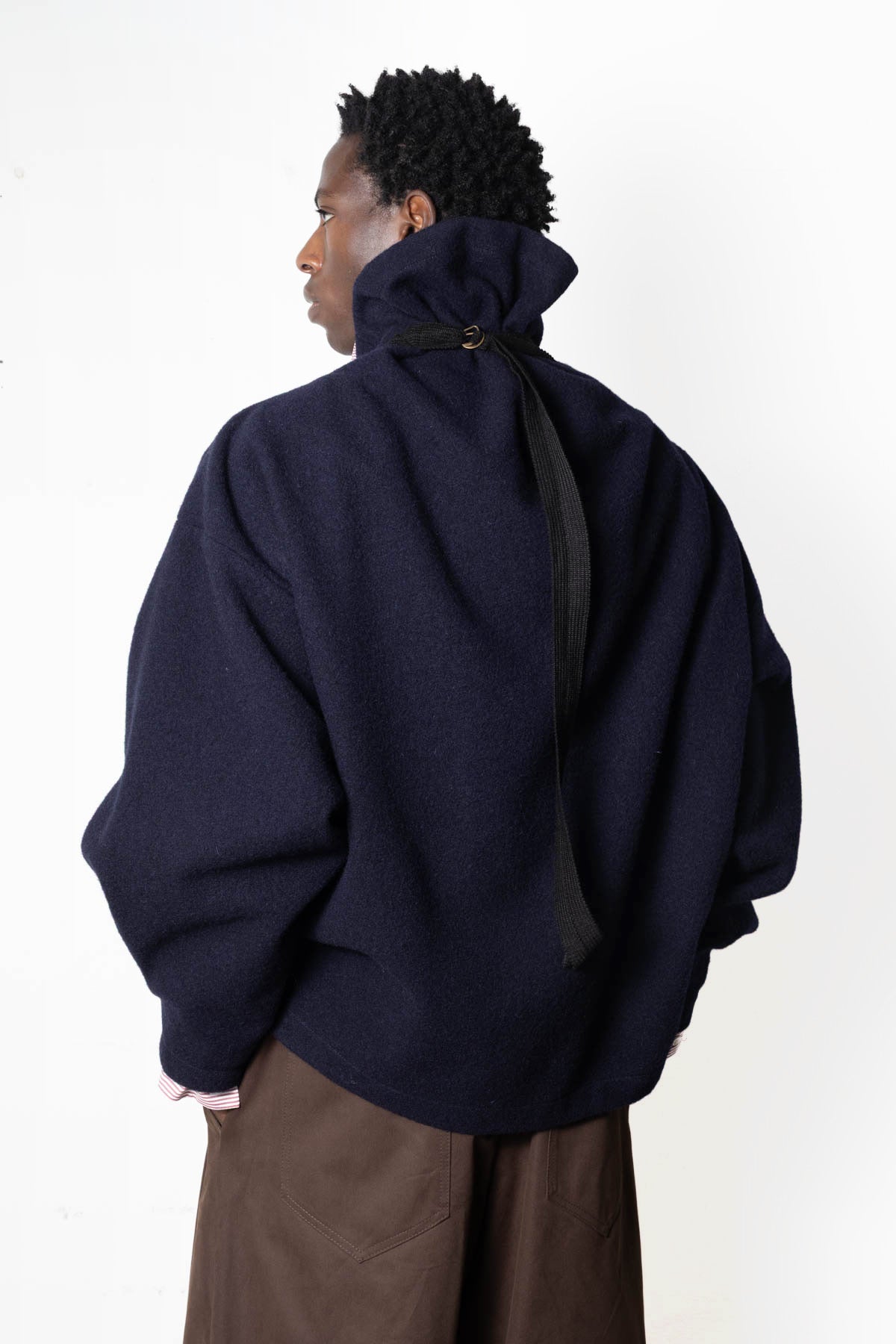 Cloud Collar Pullover in Navy Felt Wool