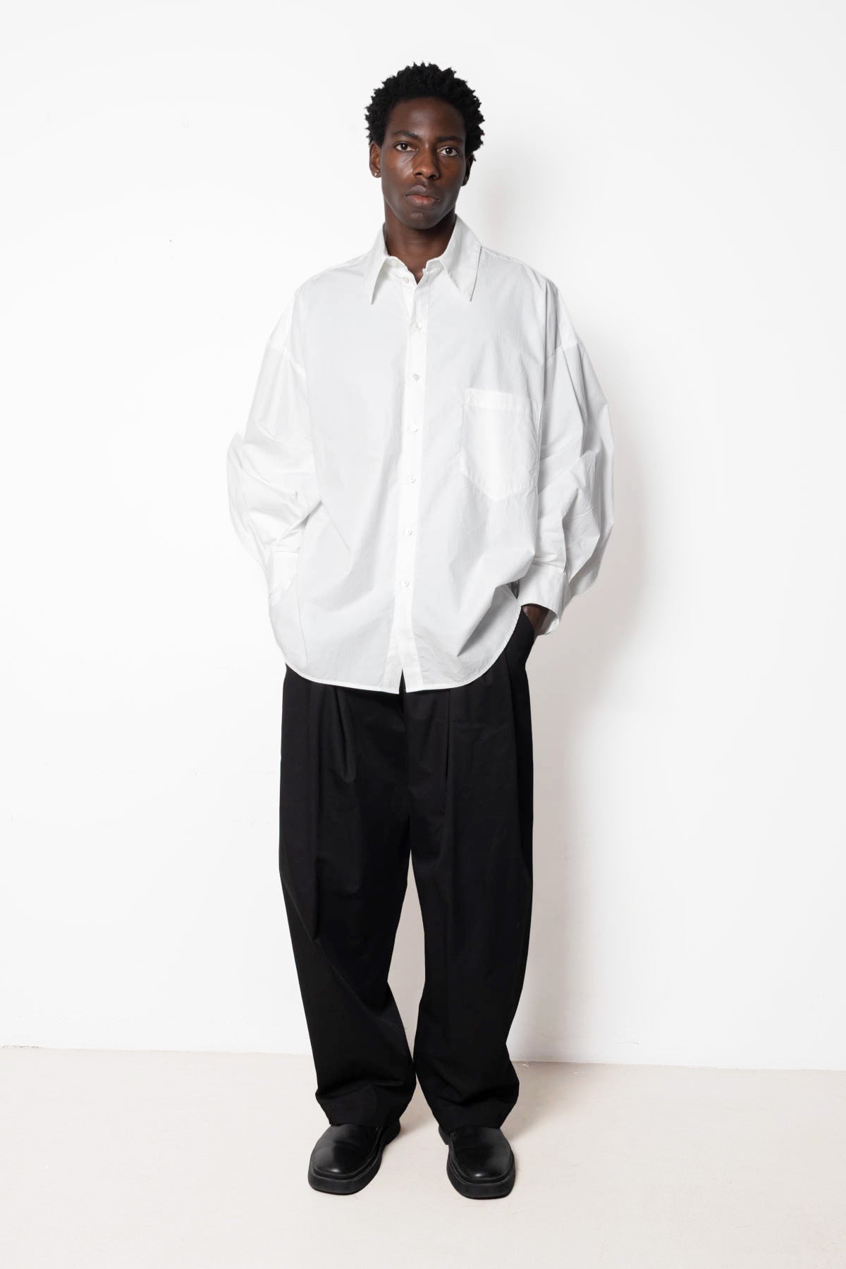 Shirt in White Cotton Poplin