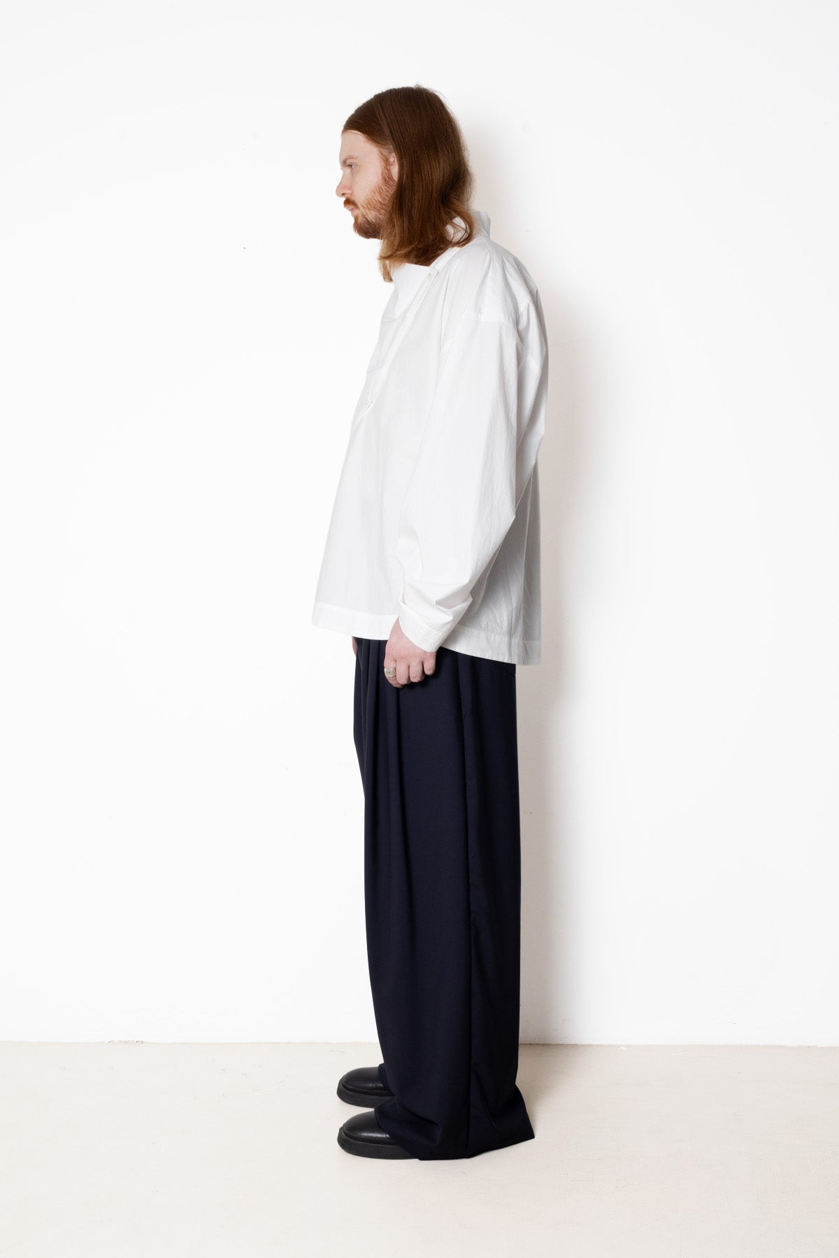 Tuxedo Shirt in White Cotton Poplin