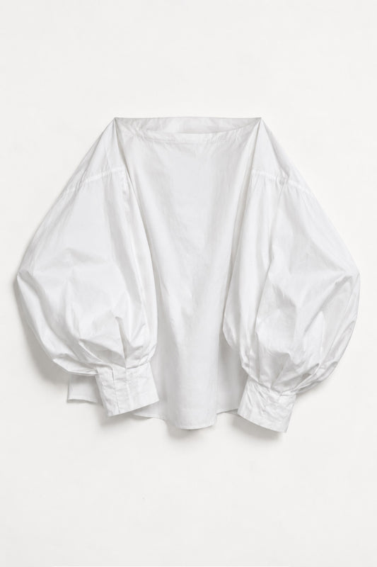 Indulging Top in White Cotton Poplin