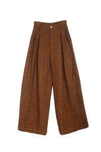 ARCHETYPE Billowing trousers in caramel linen