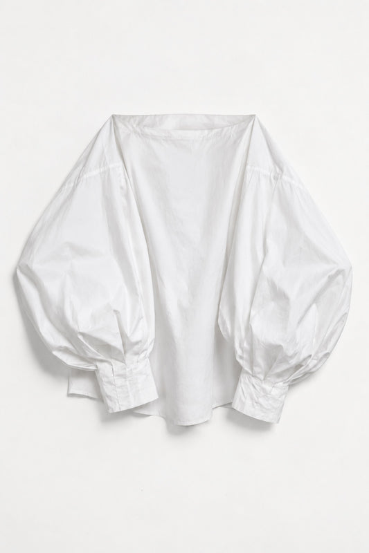 Indulging Top in White Cotton Poplin