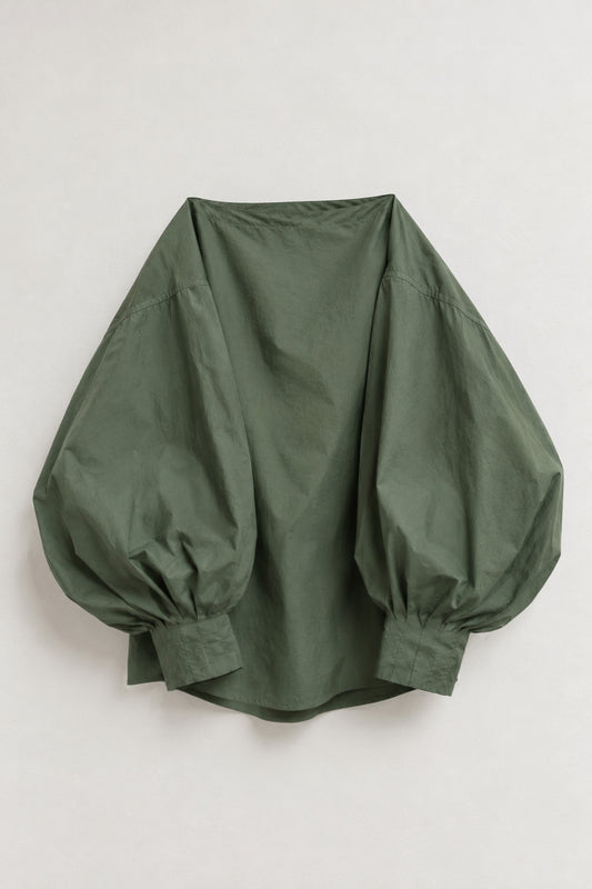 Indulging Top in Green Cotton Poplin